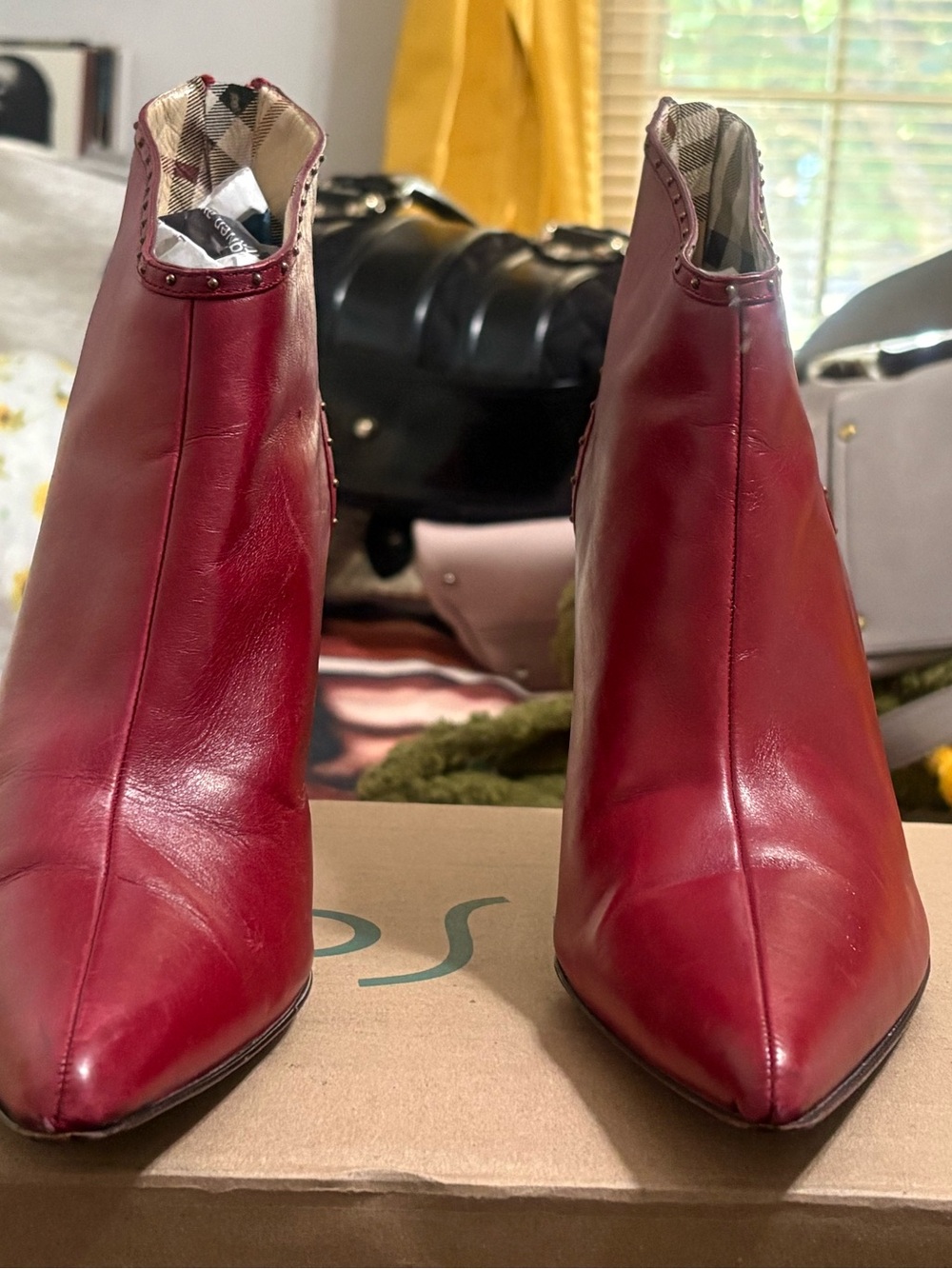 Burberry red leather Kitten pointy heeled boots Size 39 - Picture 9 of 15